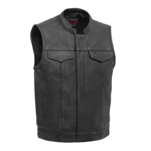Sharp Shooter  Men's Motorcycle Leather Vest - Black