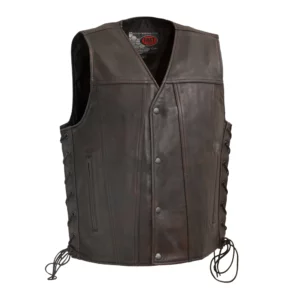 High Roller Men's Motorcycle Western Style Leather Vest - Copper