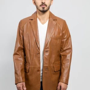 ESQUIRE MENS LEATHER JACKET WHISKEY