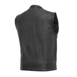 Sharp Shooter  Men's Motorcycle Leather Vest - Black